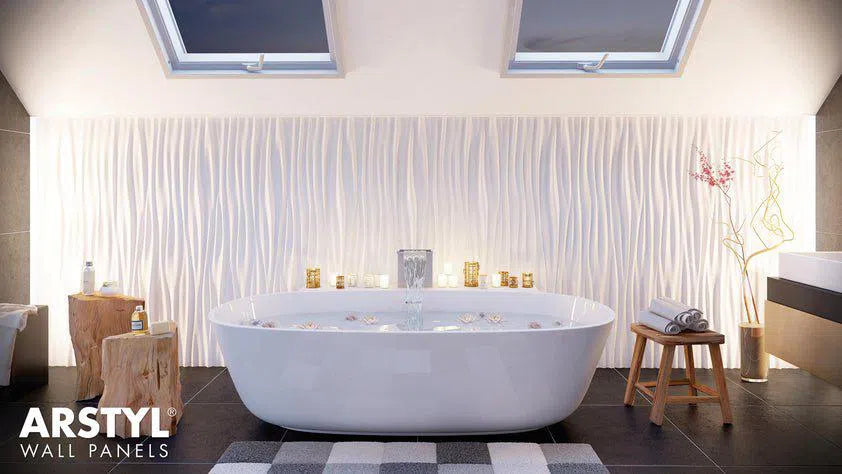 LIQUID 3D Polyurethane Wall Art Panel in bathroom interior DecorMania.eu