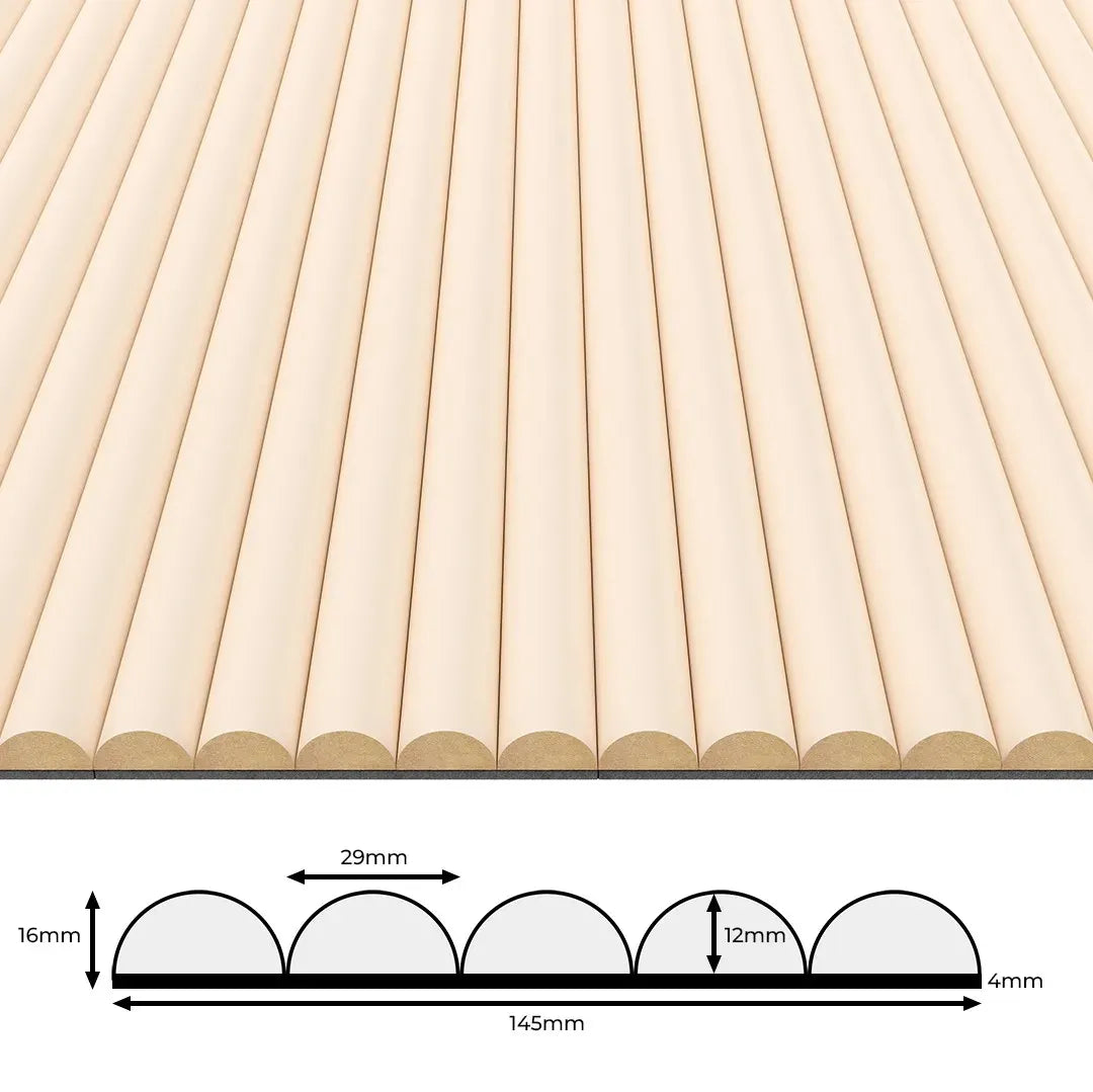 MDF Fluted Wall Panels - Beige on white background DecorMania.eu