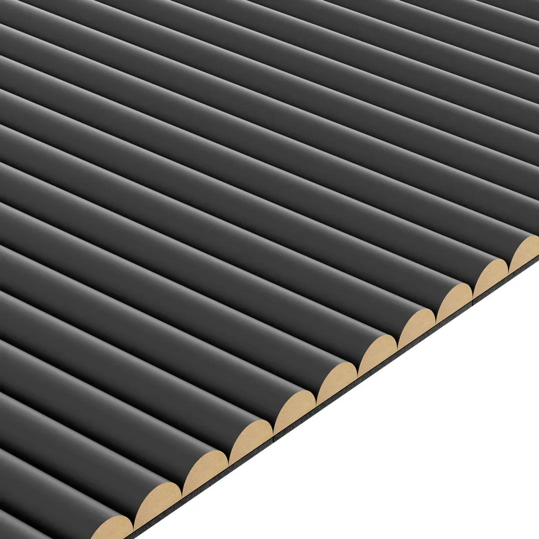 MDF Fluted Wall Panels - Black Matt on white background DecorMania.eu