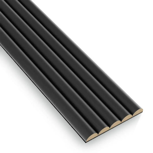 MDF Fluted Wall Panels - Black Matt on white background DecorMania.eu