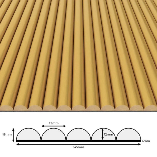 MDF Fluted Wall Panels - Golden on white background DecorMania.eu