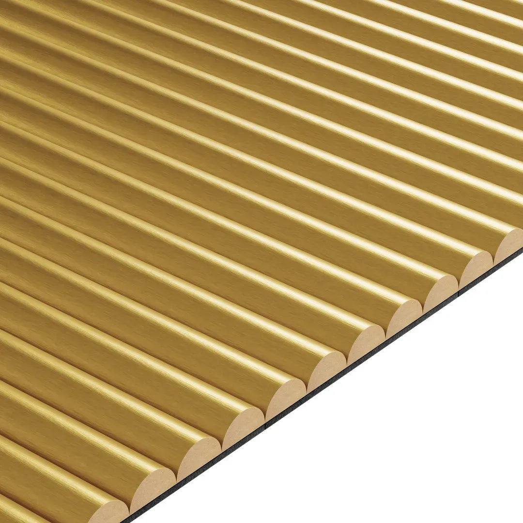 MDF Fluted Wall Panels - Golden on white background DecorMania.eu