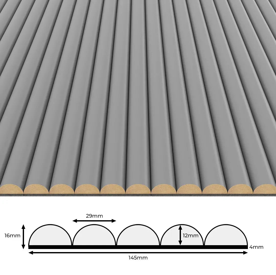 MDF Fluted Wall Panels - Grey on white background DecorMania.eu