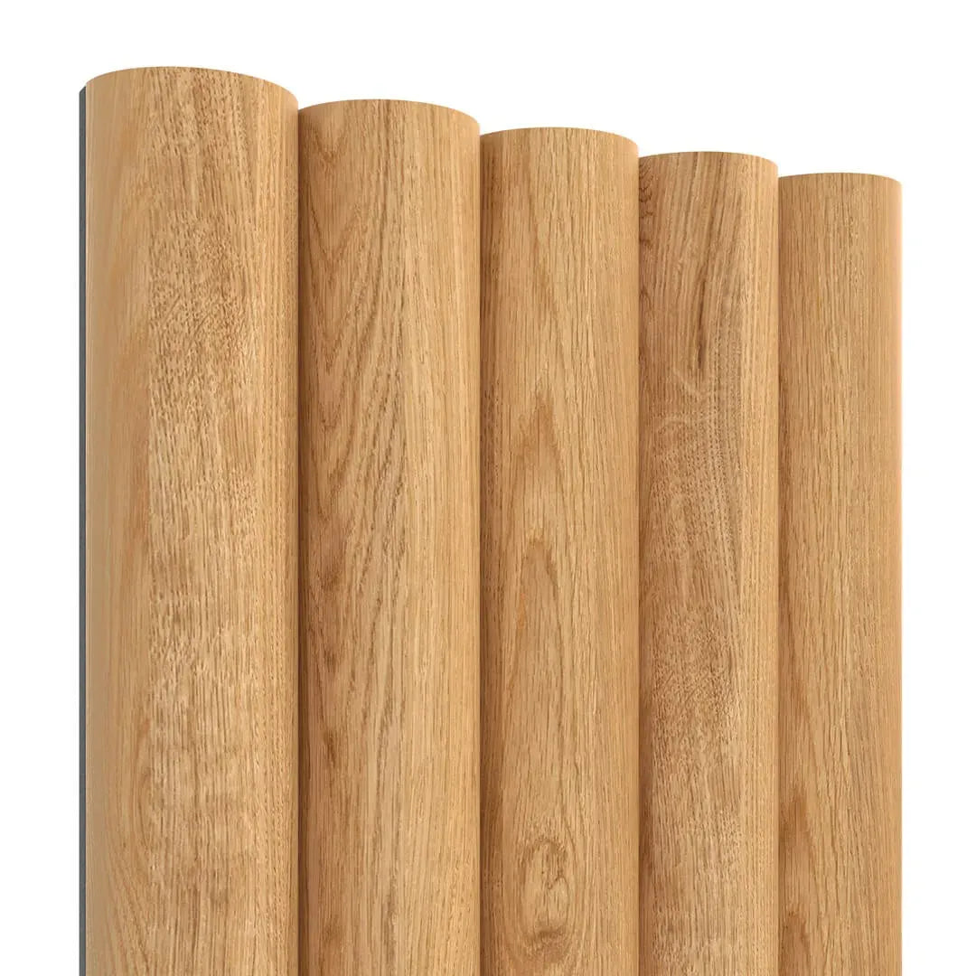 MDF Fluted Wall Panels - Natural Oak on white background DecorMania.eu