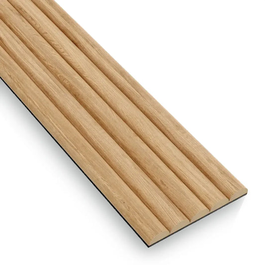 MDF Fluted Wall Panels - Natural Oak on white background DecorMania.eu