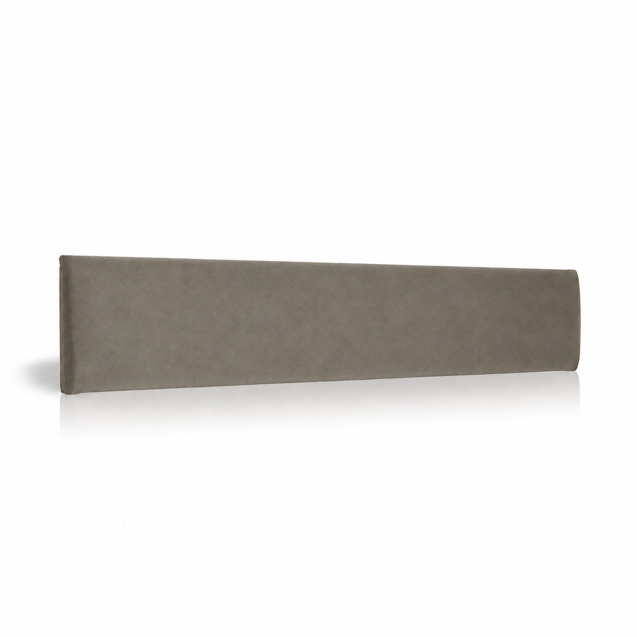 Taupe upholstered padded wall panel, 90 x 15 cm, shown at a slight angle on a white background.