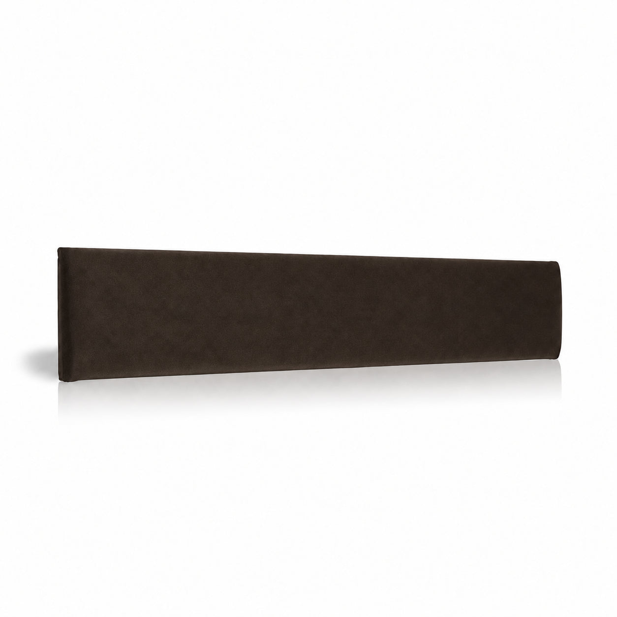 Chocolate Brown upholstered padded wall panel, 90 x 15 cm, shown at a slight angle on a white background