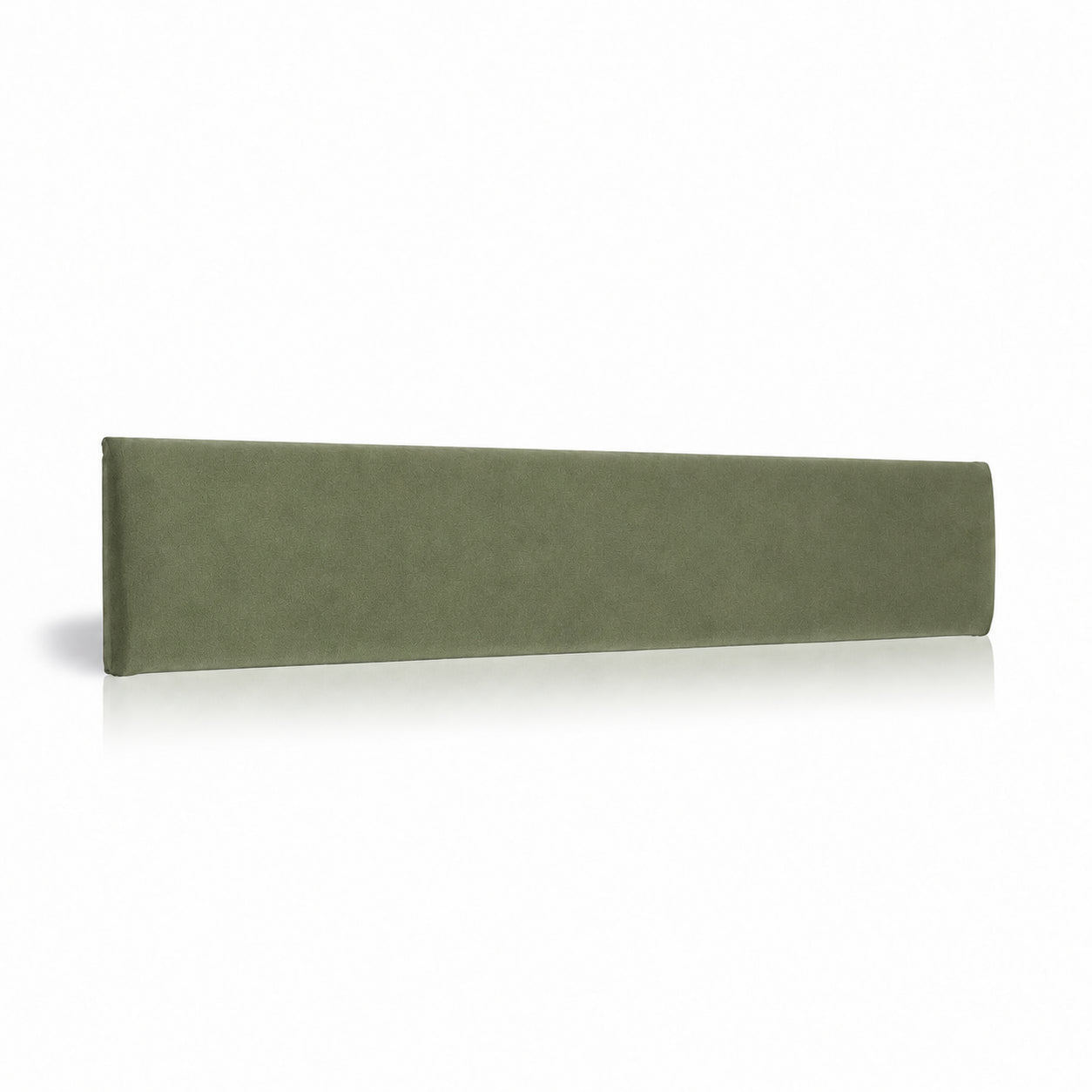 Sage Green upholstered padded wall panel, 90 x 15 cm, shown at a slight angle on a white background