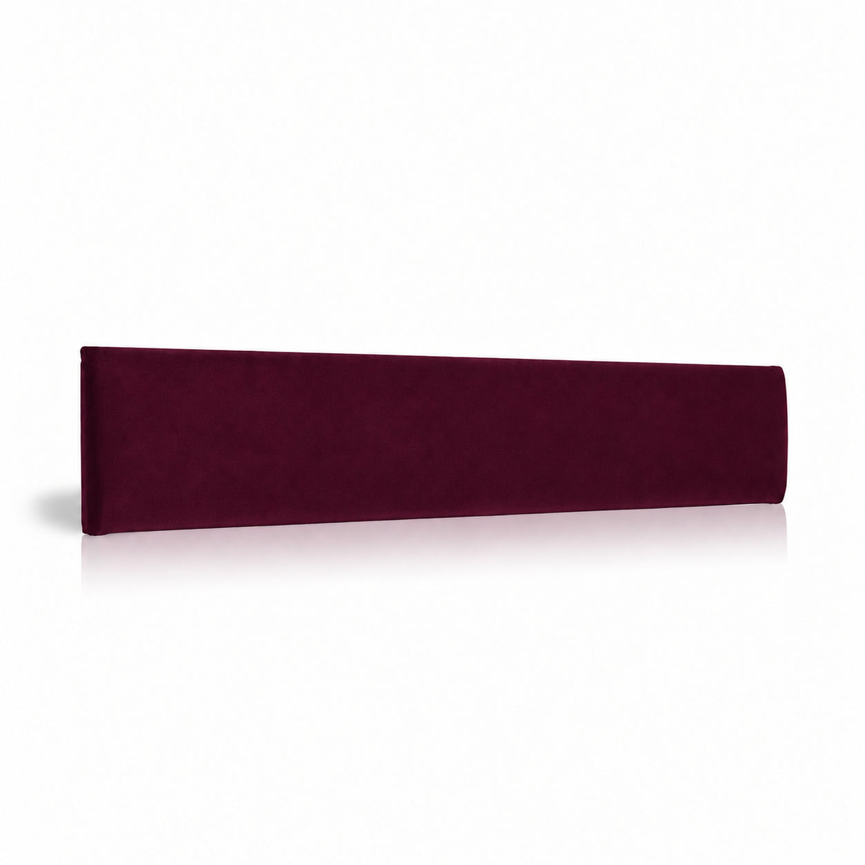 Burgundy upholstered padded wall panel, 90 x 15 cm, shown at a slight angle on a white background
