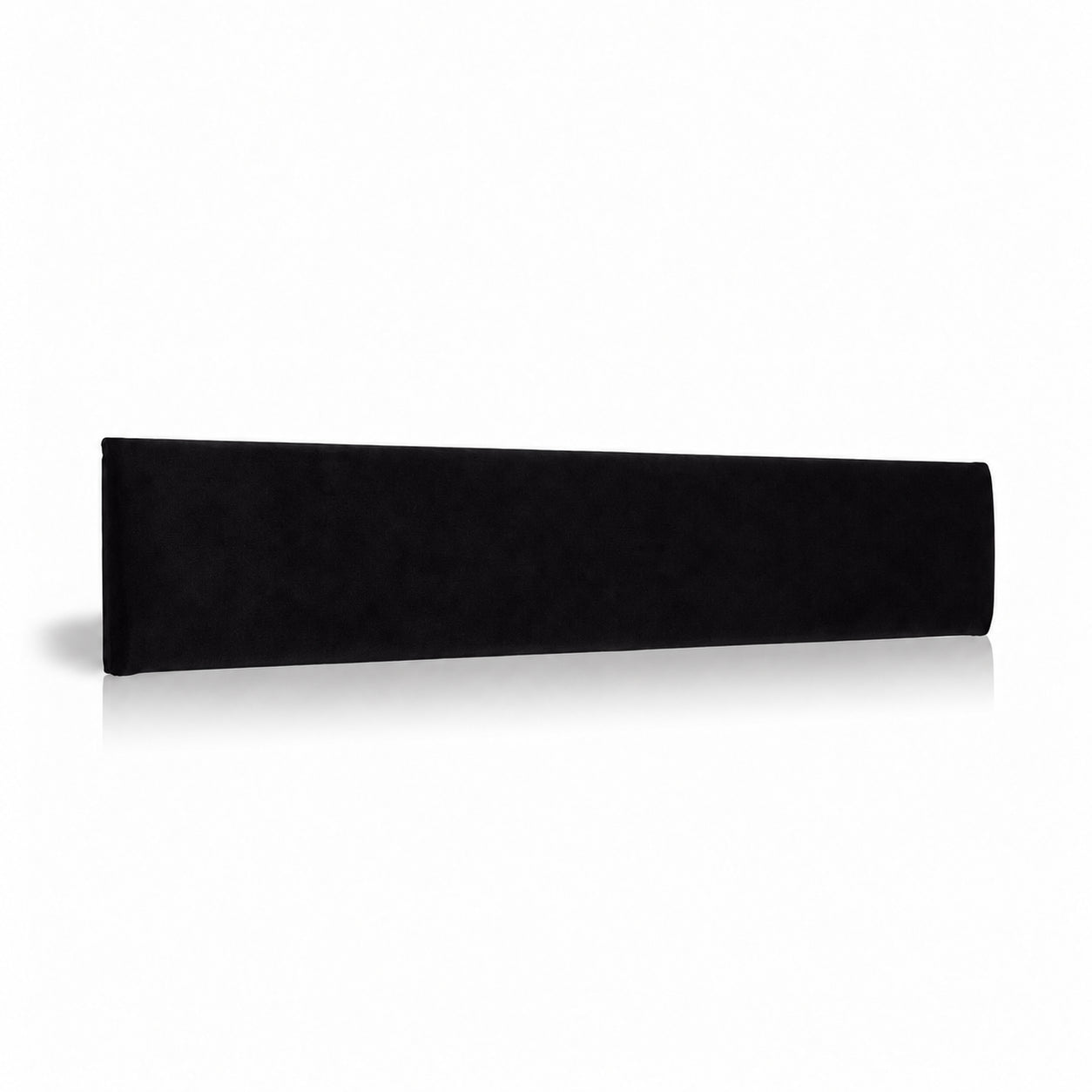 Velvet Black upholstered padded wall panel, 90 x 15 cm, shown at a slight angle on a white background