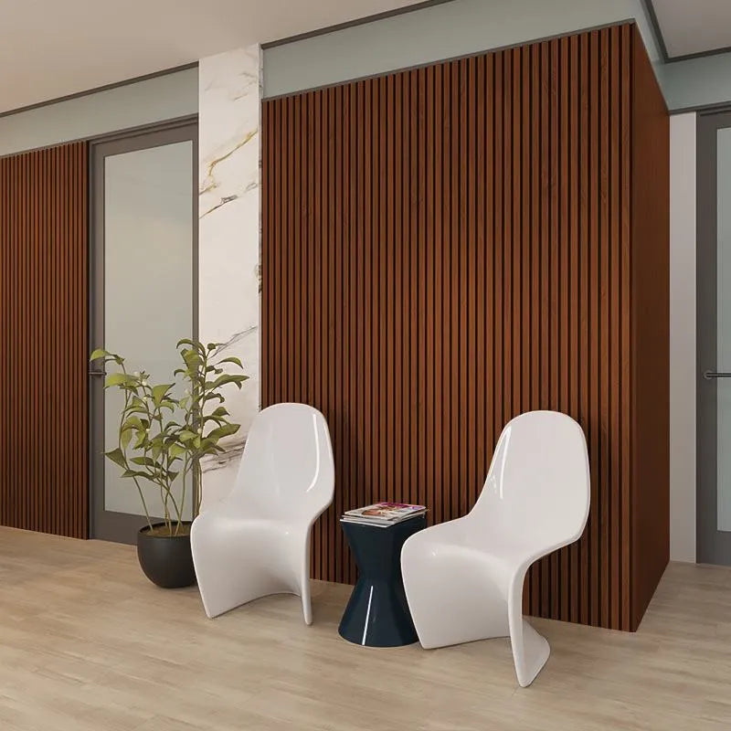 Mahogany Acoustic Wood Slat Wall Panel feature wall DecorMania.eu