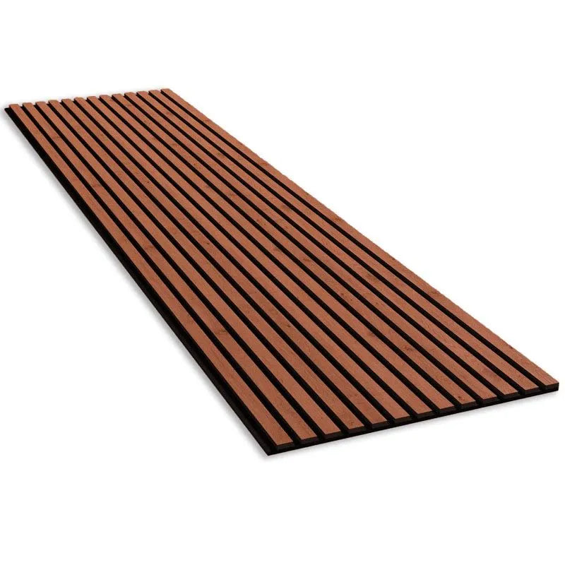 Mahogany Wood Slat Wall Panelling – 280x60 cm on white background DecorMania.eu
