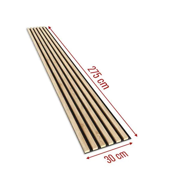 OAK Grey Acoustic Slatted Wall Panels dimensions on white background DecorMania.eu