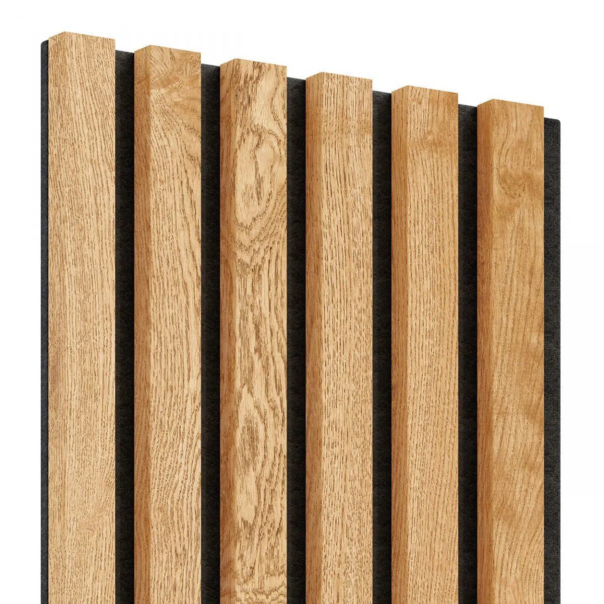 OAK Veneer Acoustic Slatted Wall Panels on white background Decormania.eu