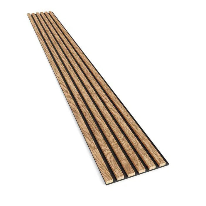OAK Veneer Acoustic Slatted Wall Panels on white background DecorMania.eu