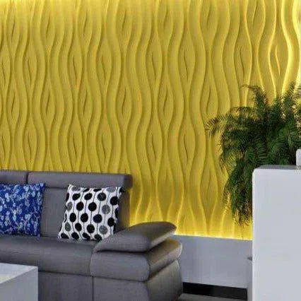 OCEAN Polystyrene Wall Art – 3D Decorative Panels in yellow colour interior DecorMania.eu