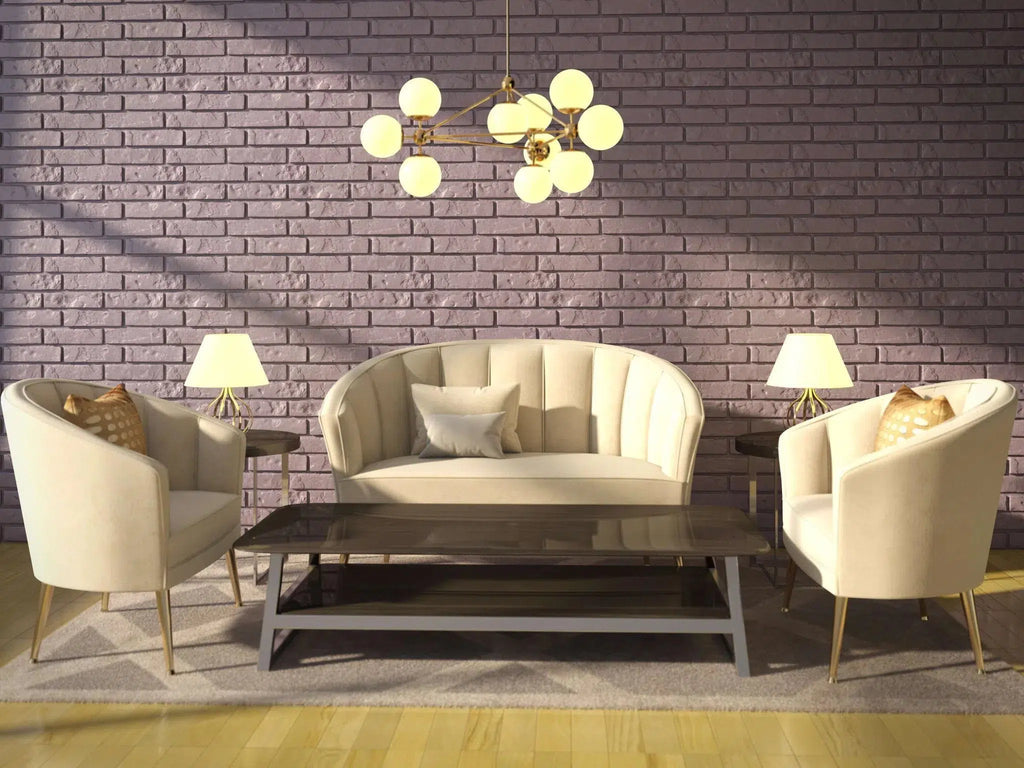 OLD BRICK Polystyrene Wall Art – 3D Decorative Panels purple colour accent wall in elegant interior DecorMania.eu