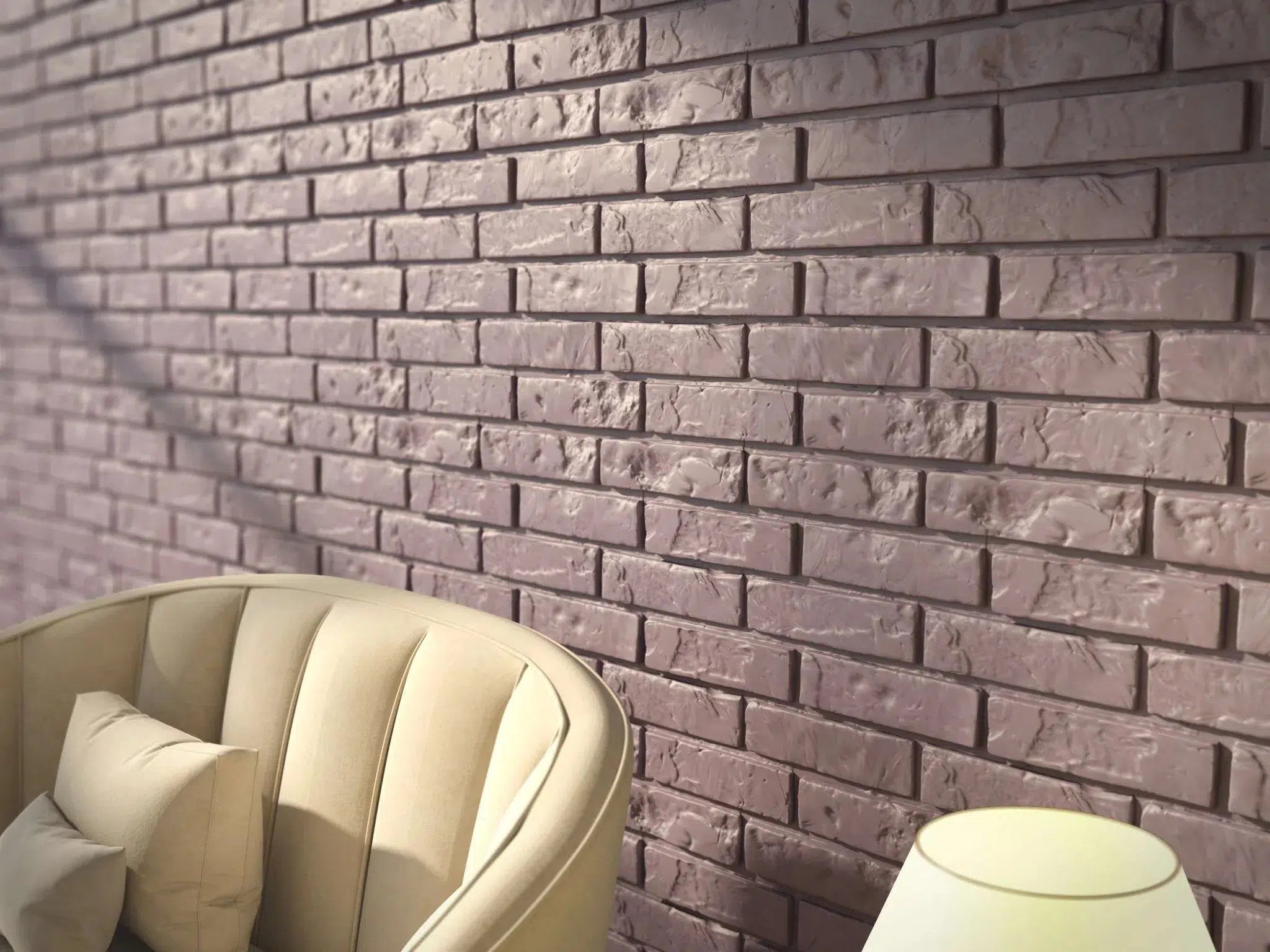 OLD BRICK Polystyrene Wall Art – 3D Decorative Panels pink colour living room interior DecorMania.eu