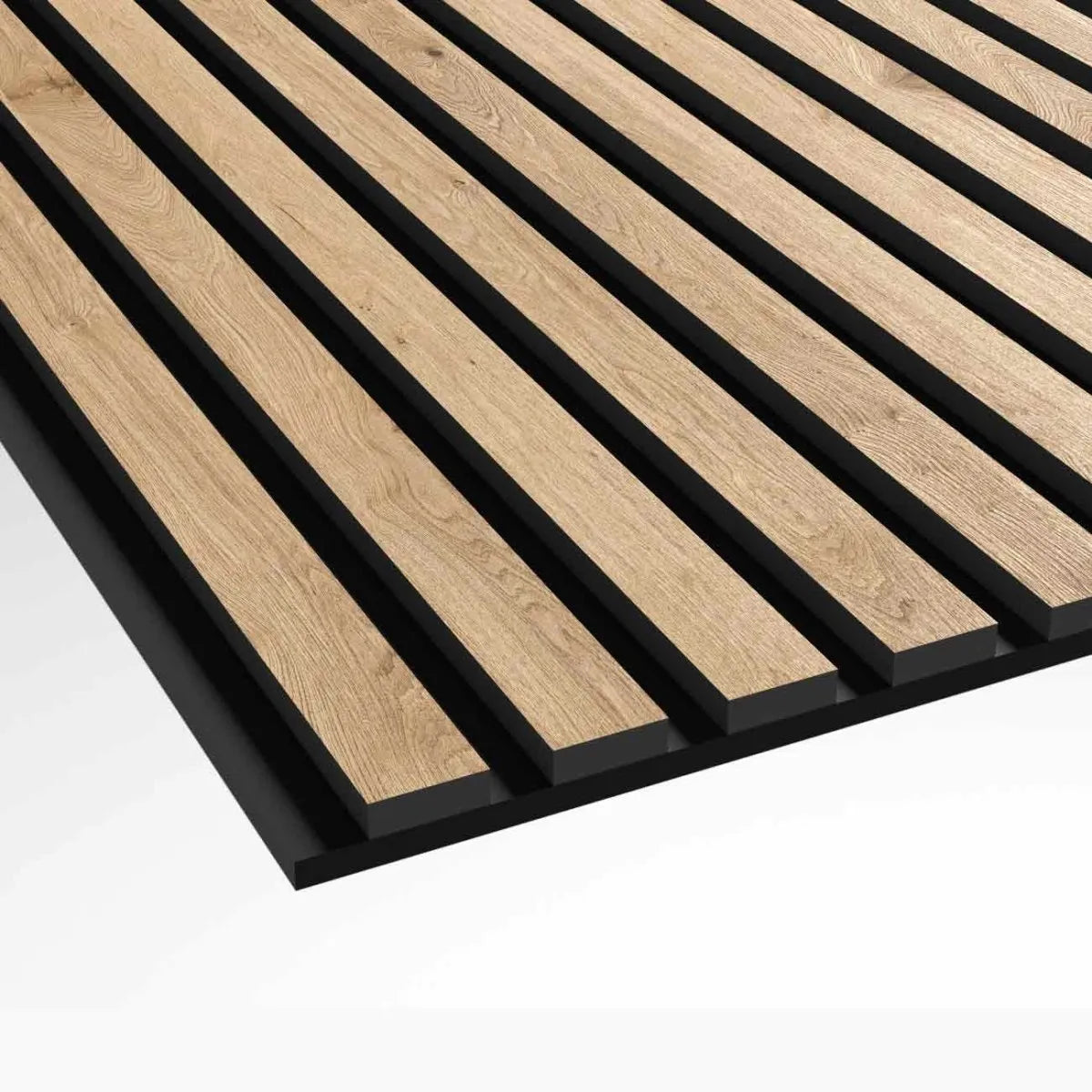Oak Black Wood Slat Wall Panelling – 280x60 cm texture closeup DecorMania.eu