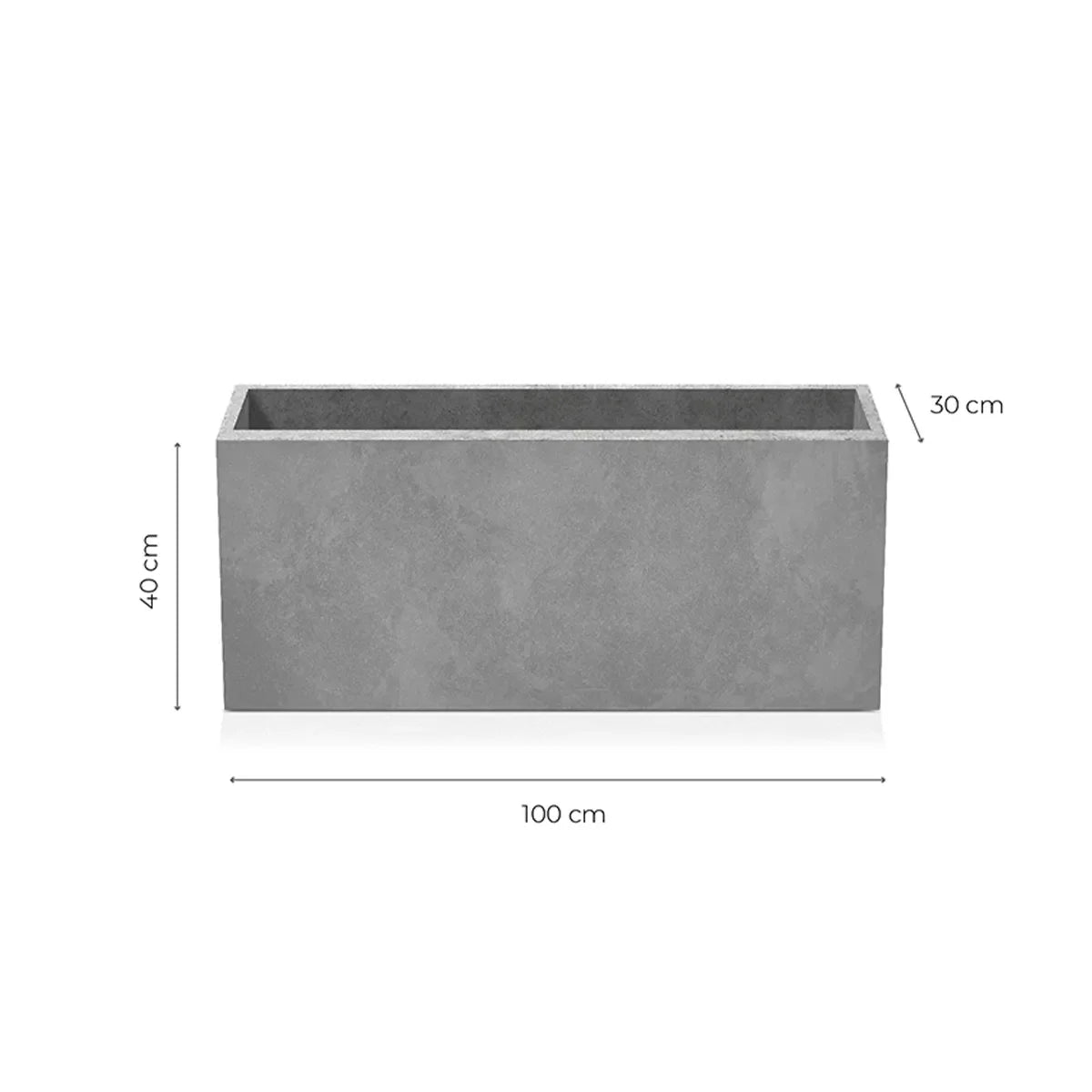 Outdoor Concrete Planters - Rectangle 30x100x40 cm on white background Decormania.eu