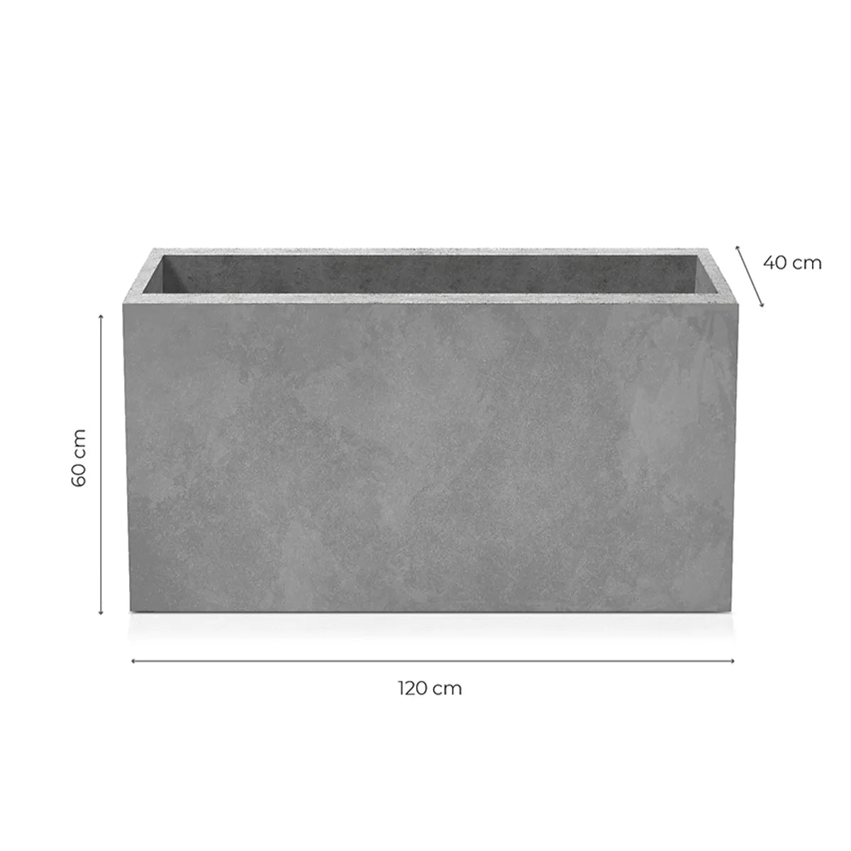 Outdoor Concrete Planters - Rectangle 40x120x60 cm on white background Decormania.eu