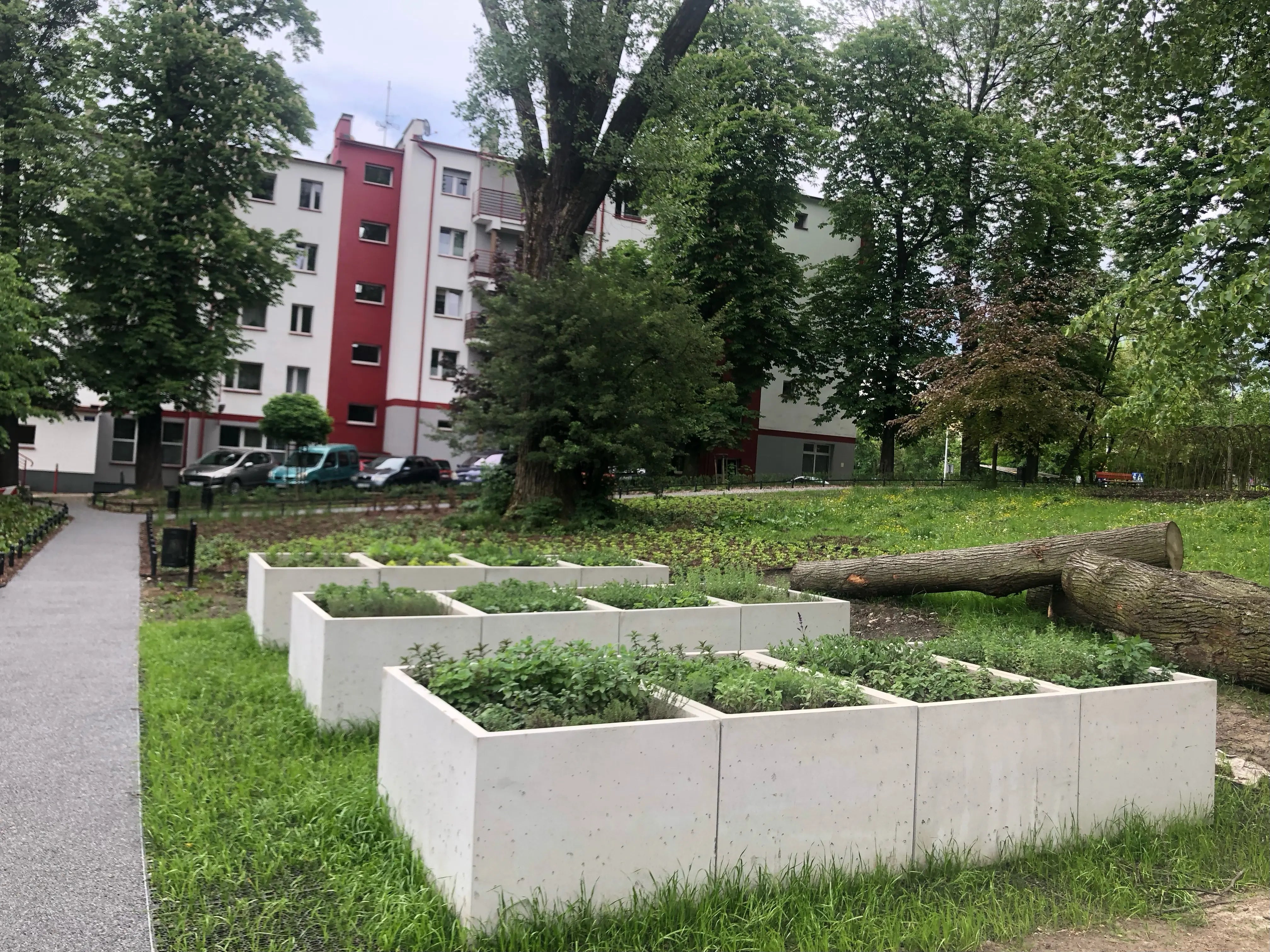 Outdoor Concrete Planters - Rectangle 50x120x50 cm outside in a housing estate Decormania.eu