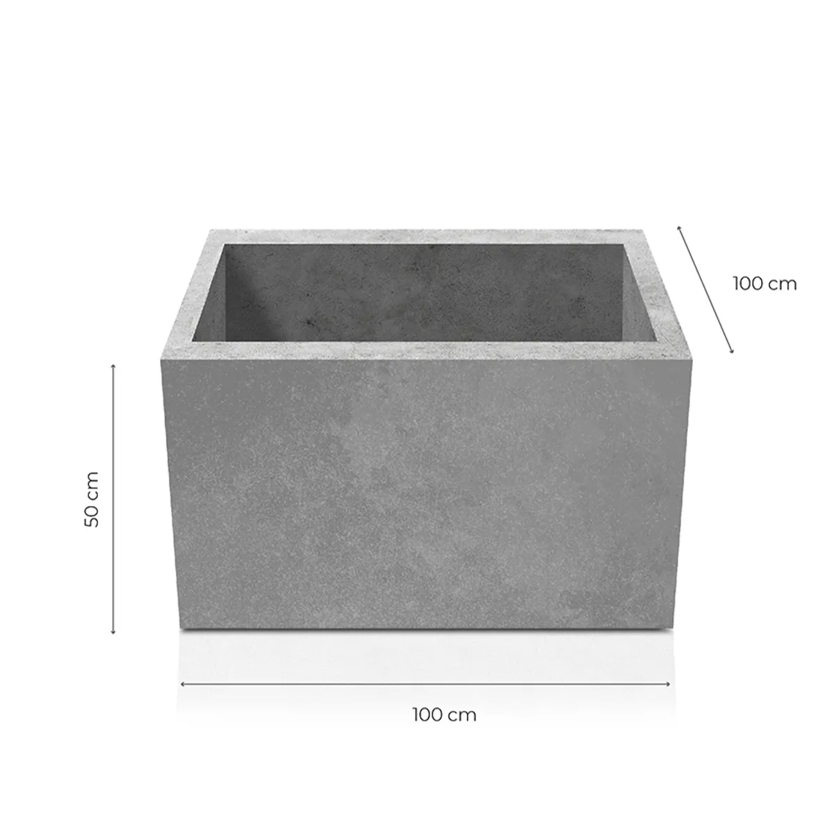 Outdoor Concrete Planters - Square 100x100x50 cm on white background Decormania.eu