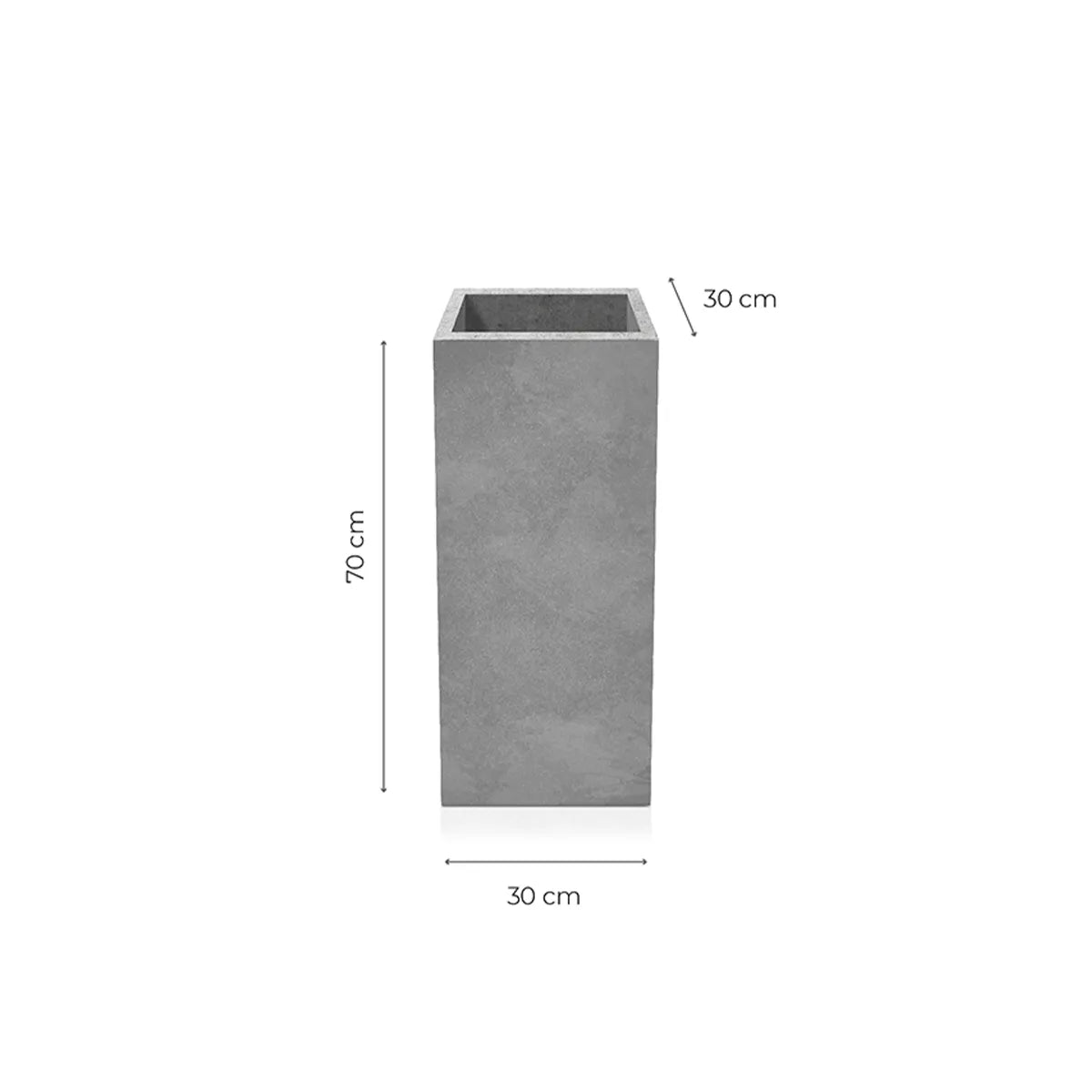 Outdoor Concrete Planters - Square 30x30x70 cm on white background Decormania.eu