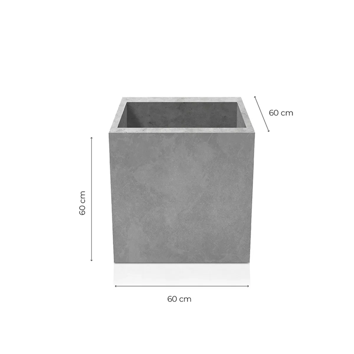 Outdoor Concrete Planters - Square 60x60x60 cm on white background Decormania.eu