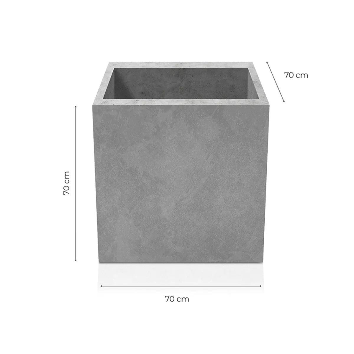 Outdoor Concrete Planters - Square 70x70x70 cm on white background Decormania.eu