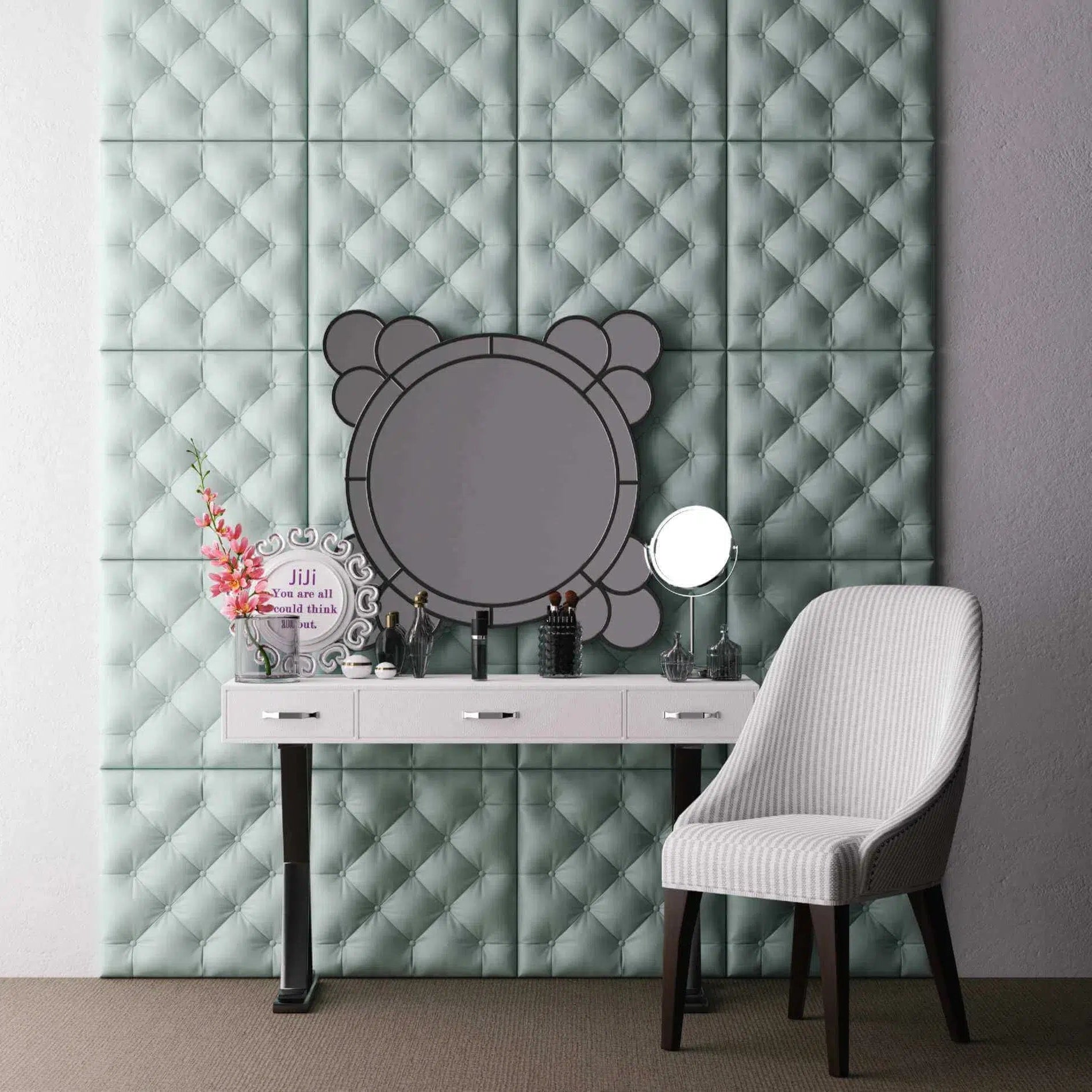 PILLOW Polystyrene Wall Art – 3D Decorative Panels teal coloured accent on white wall DecorMania.eu