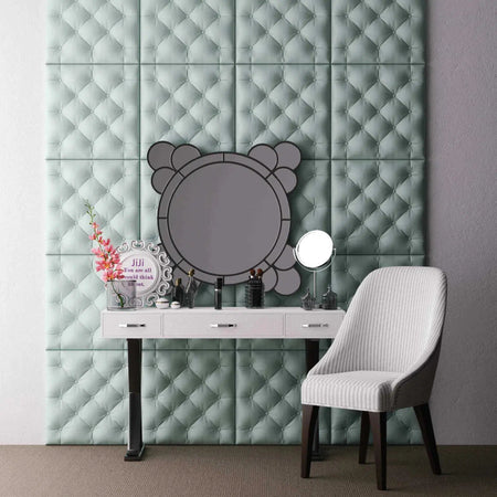 PILLOW Polystyrene Wall Art – 3D Decorative Panels teal coloured accent on white wall DecorMania.eu