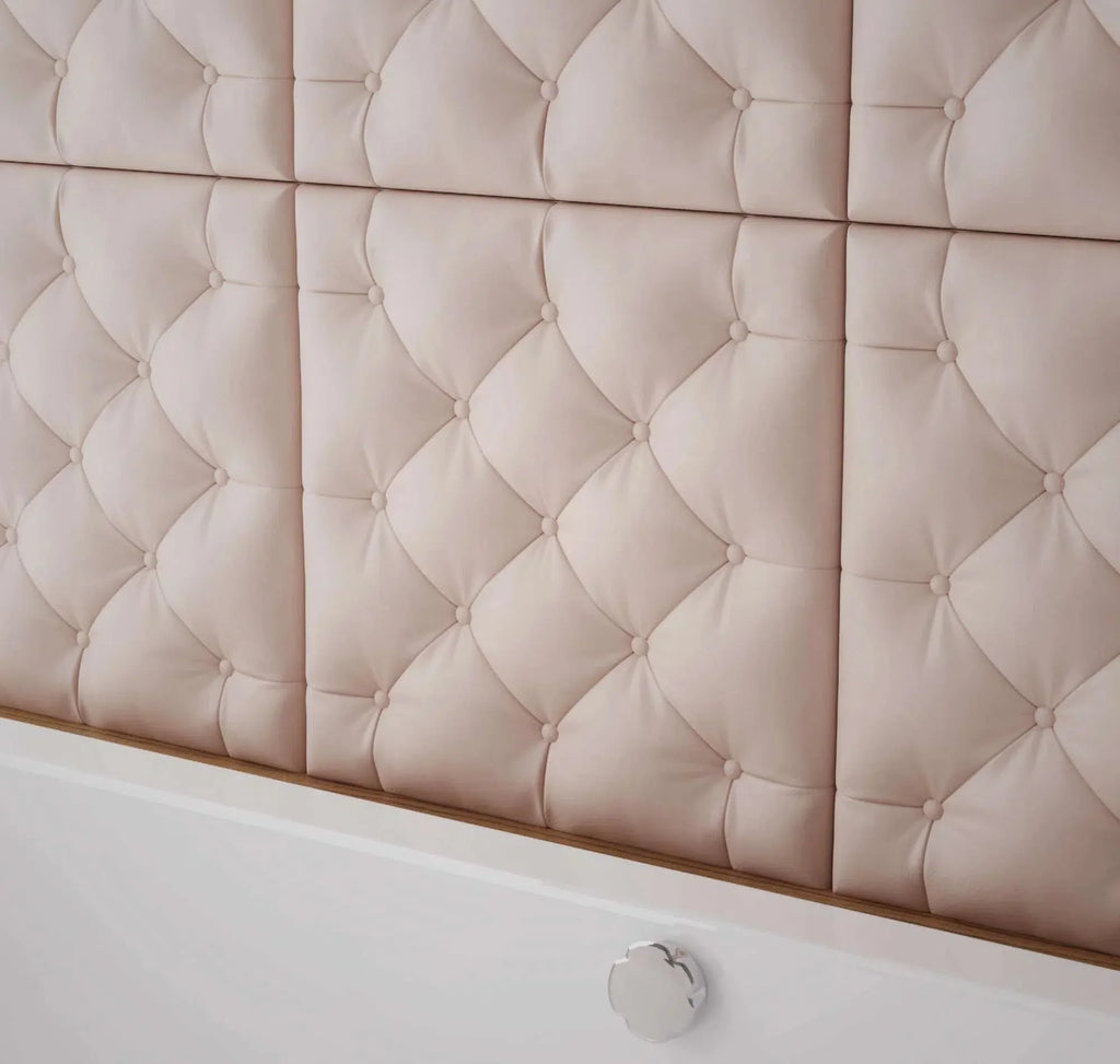 PILLOW Polystyrene Wall Art – 3D Decorative Panels soft pink coloured panels in bathroom interior DecorMania.eu