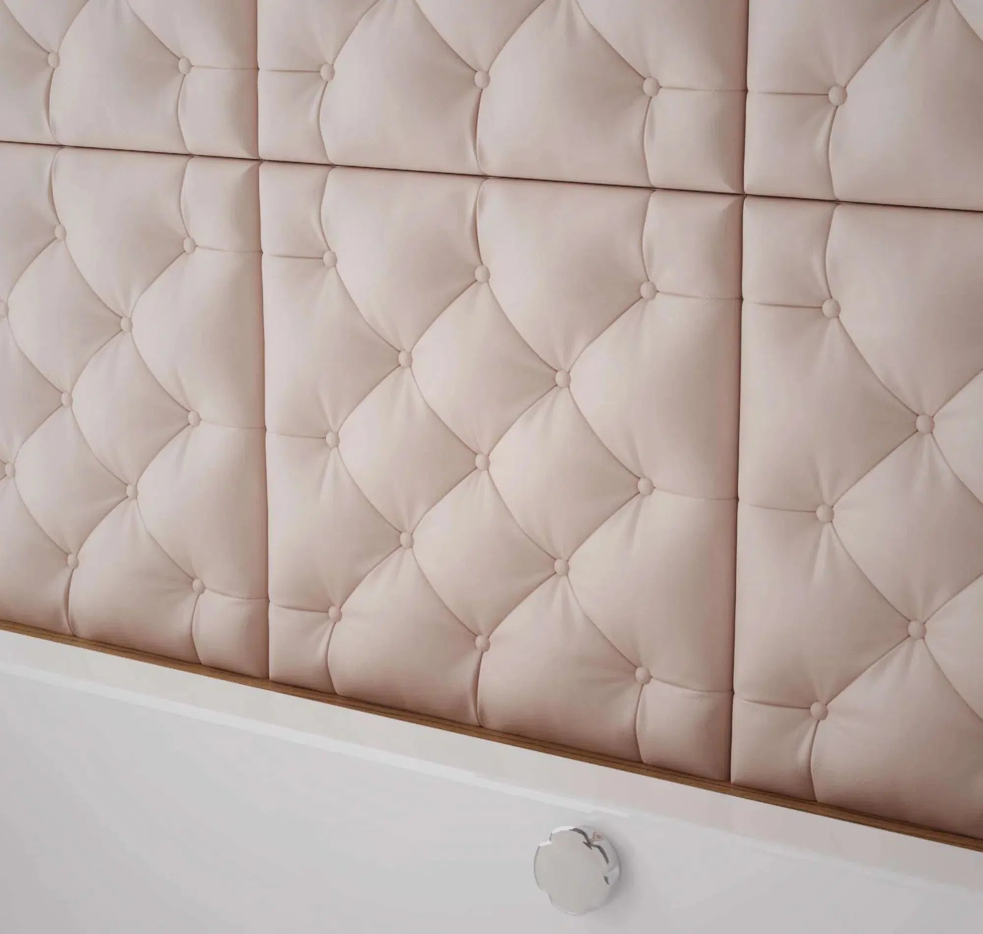PILLOW Polystyrene Wall Art – 3D Decorative Panels soft pink coloured panels in bathroom interior DecorMania.eu