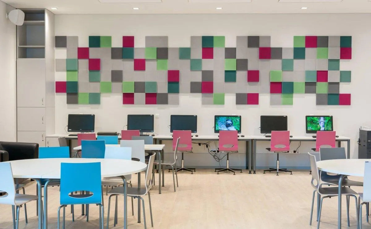 PIXEL M Soft Acoustic Wall Panel in computer room DecorMania.eu