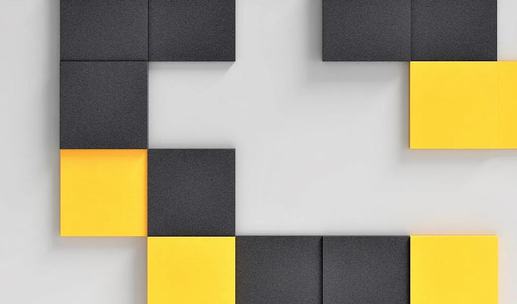 PIXEL M Soft Acoustic Wall Panel grey and yellow composition DecorMania.eu