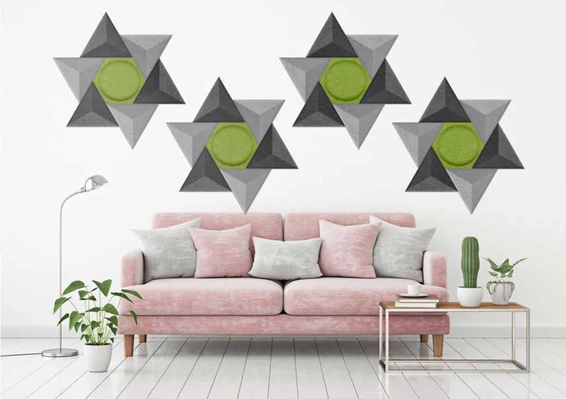 PYRAMID 3D Acoustic Felt Wall Panels BLACK decor in living room interior DecorMania.eu