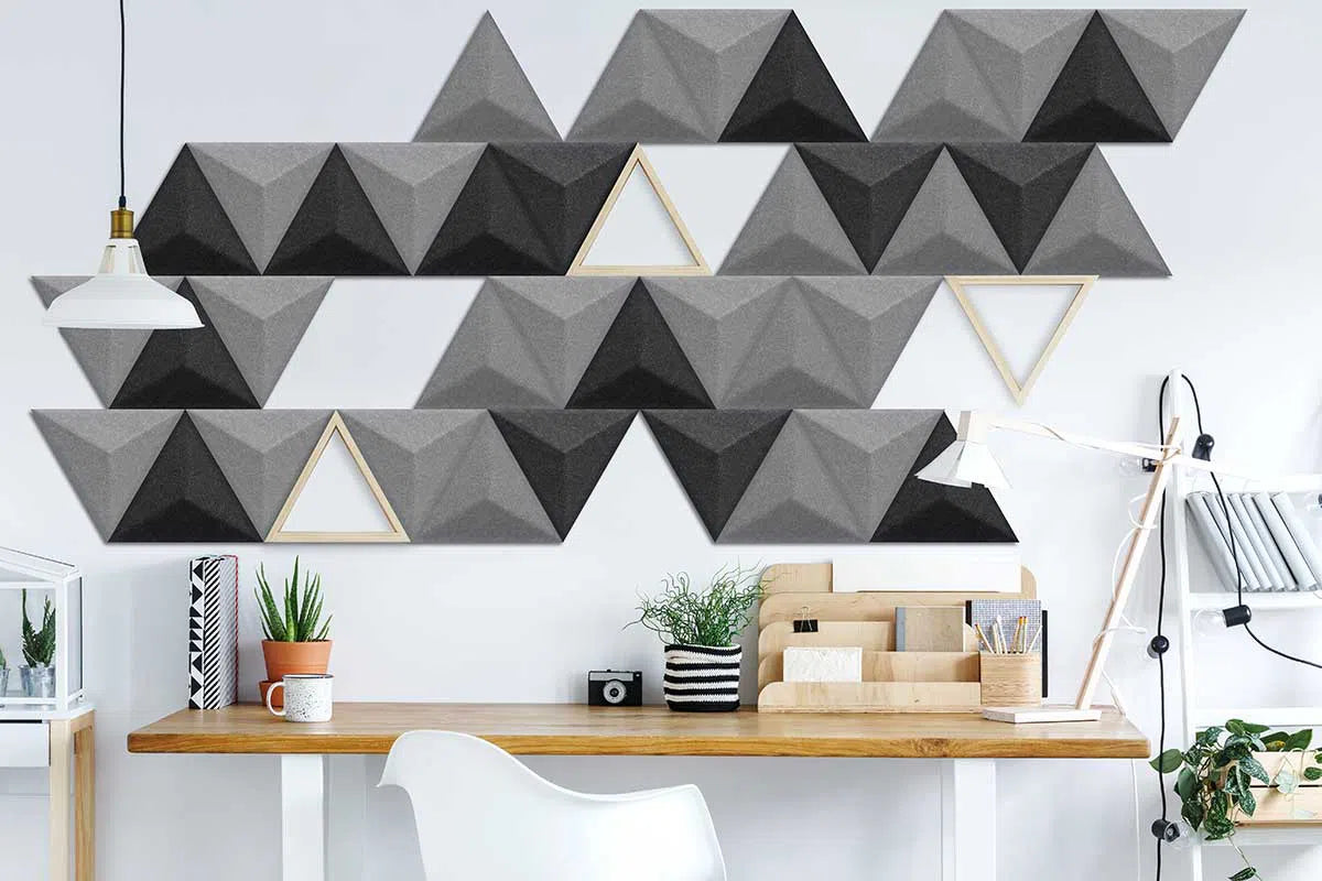 PYRAMID 3D Acoustic Felt Wall Panels BLACK decor in office interior DecorMania.eu
