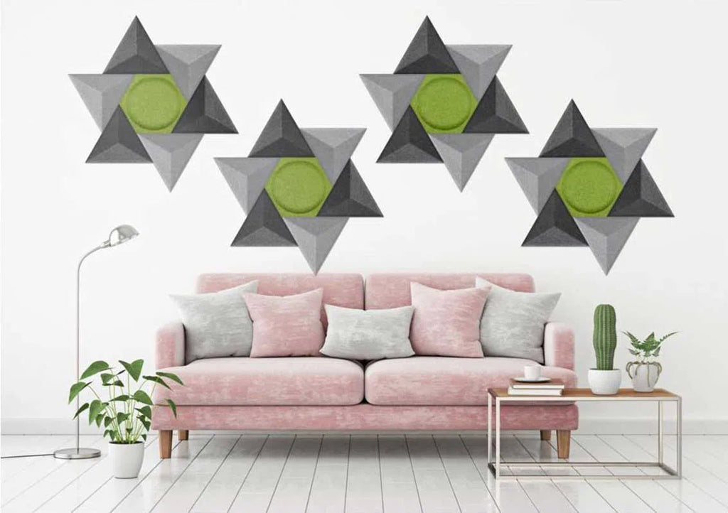 PYRAMID Acoustic 3D Felt Wall Panels BLACK decor in living room interior DecorMania.eu