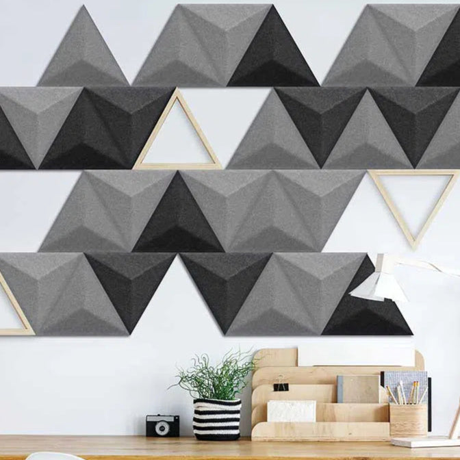 PYRAMID Acoustic 3D Felt Wall Panels BLACK decor in office interior cropped DecorMania.eu