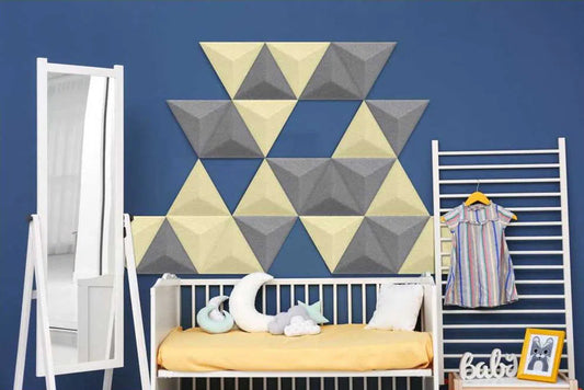 PYRAMID Acoustic 3D Felt Wall Panels CREAM in childrens room interior DecorMania.eu