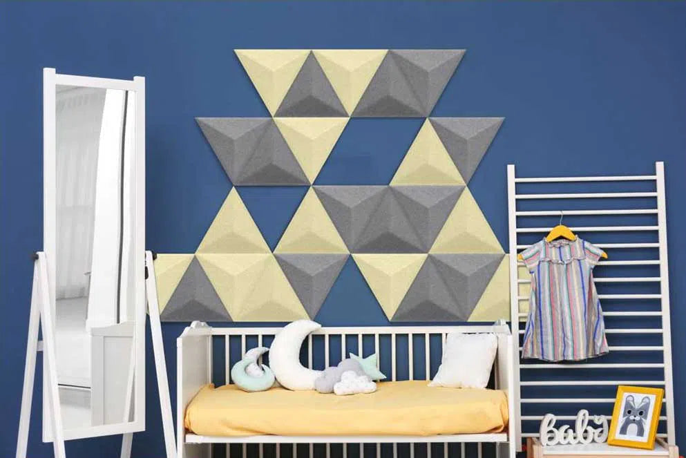 PYRAMID Acoustic 3D Felt Wall Panels CREAM in childrens room interior DecorMania.eu