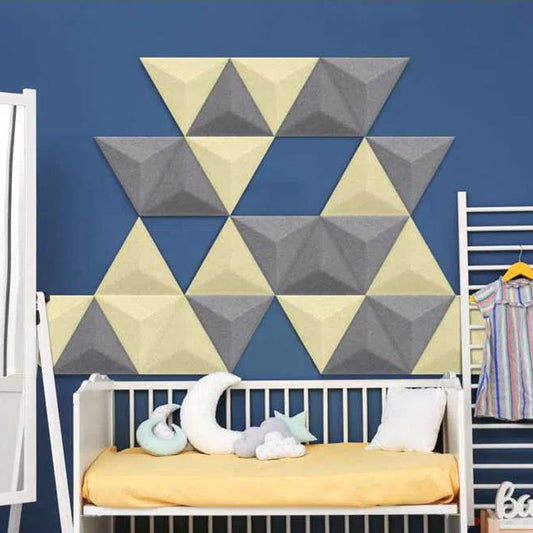 PYRAMID Acoustic 3D Felt Wall Panels CREAM in childrens room interior cropped DecorMania.eu