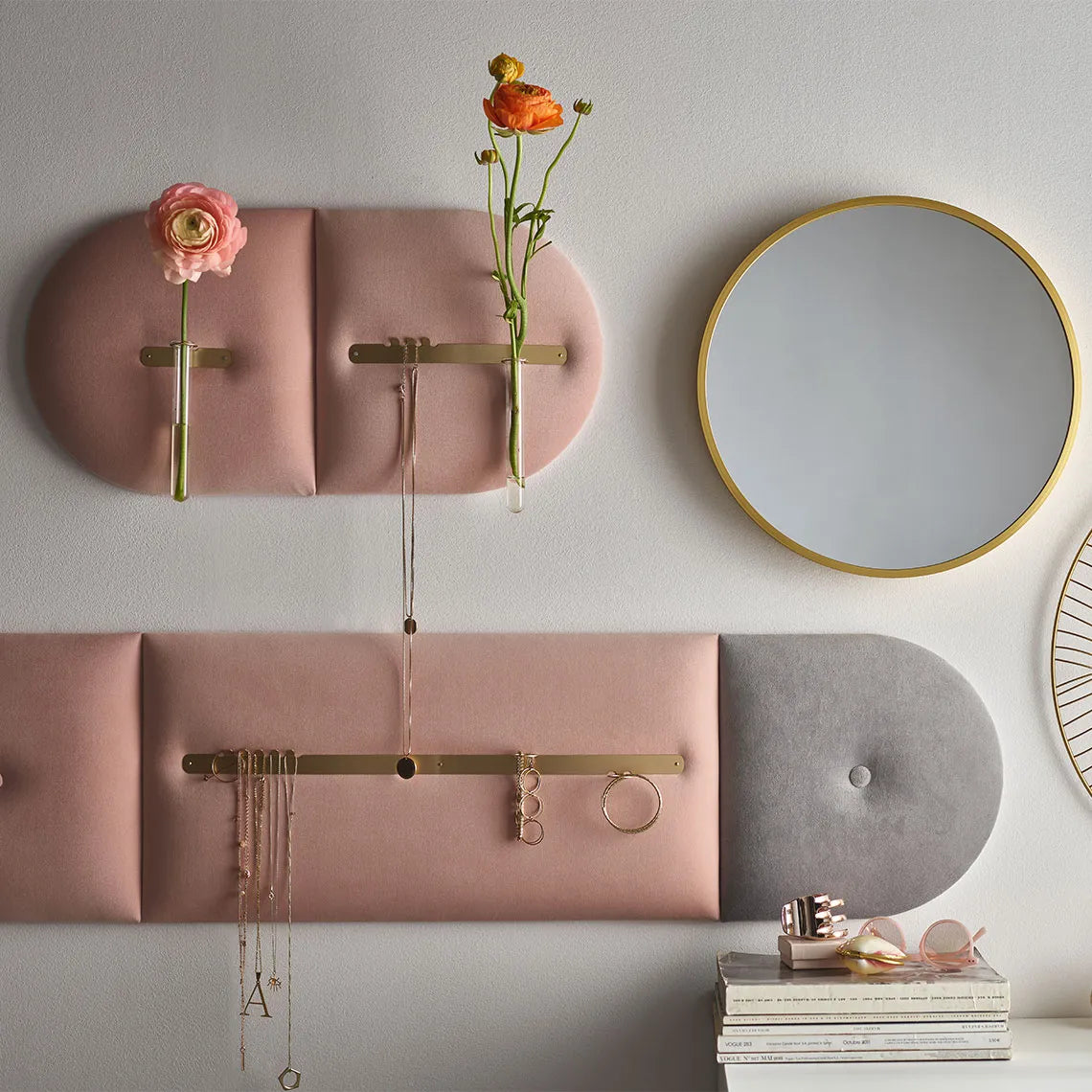 Padded Wall Boards Accessories - Decorative Strip 1  on pink panels Gold Docormania.eu
