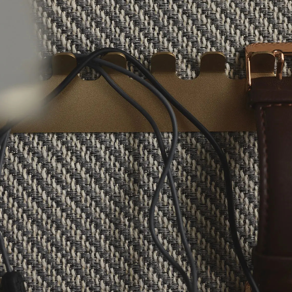 Padded Wall Boards Accessories - Decorative Strip 2 Gold on grey panel closeup Docormania.eu