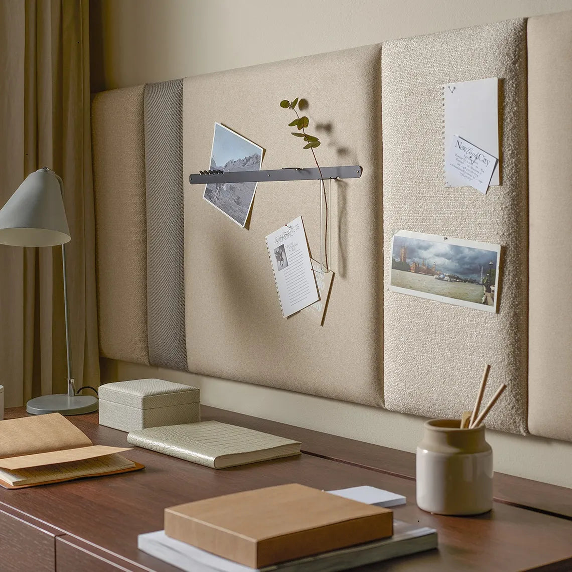 Padded Wall Panels Set 1 Beige above desk Decormania.eu