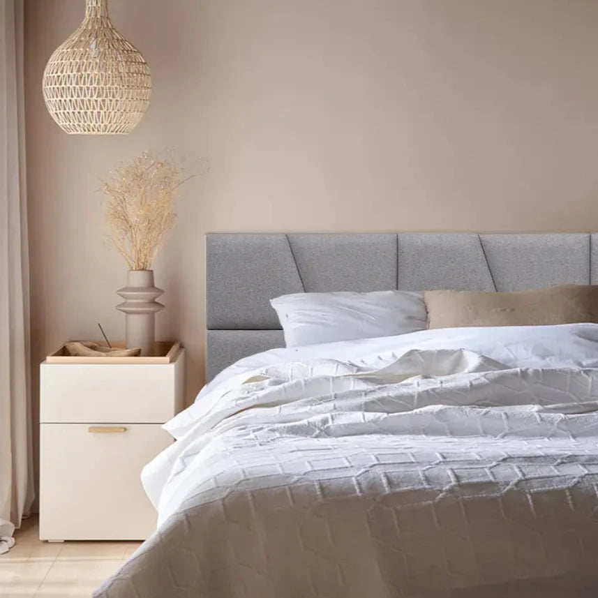 Padded Wall Panels Set 2 Grey in bedroom interior Decormania.eu