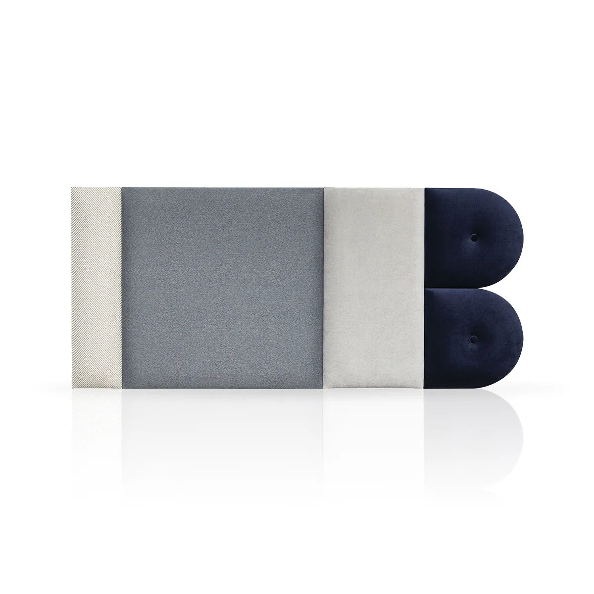 Padded Wall Panels Set 3 Grey on white background Decormania.eu