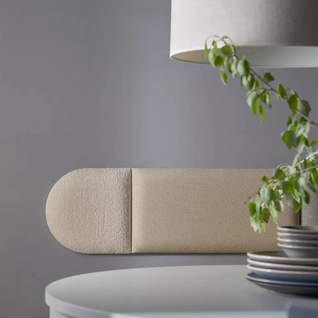 Padded Wall Panels Set 4 Beige on grey wall Decormania.eu