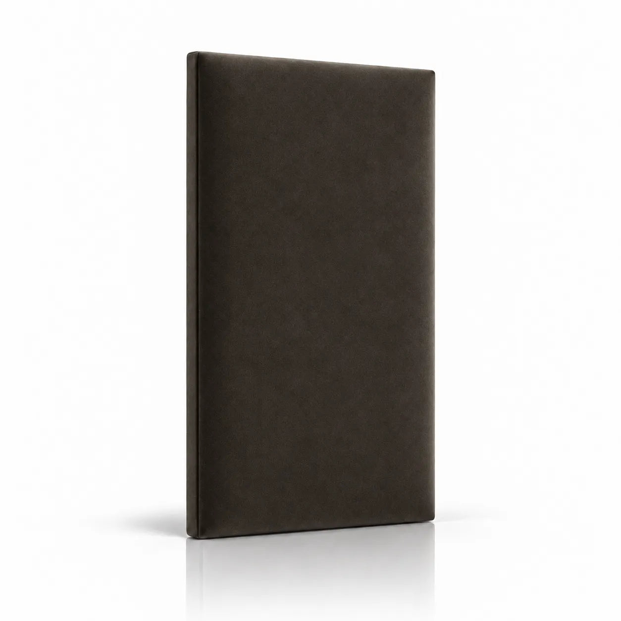 Chocolate brown bespoke upholstered wall panel on white background
